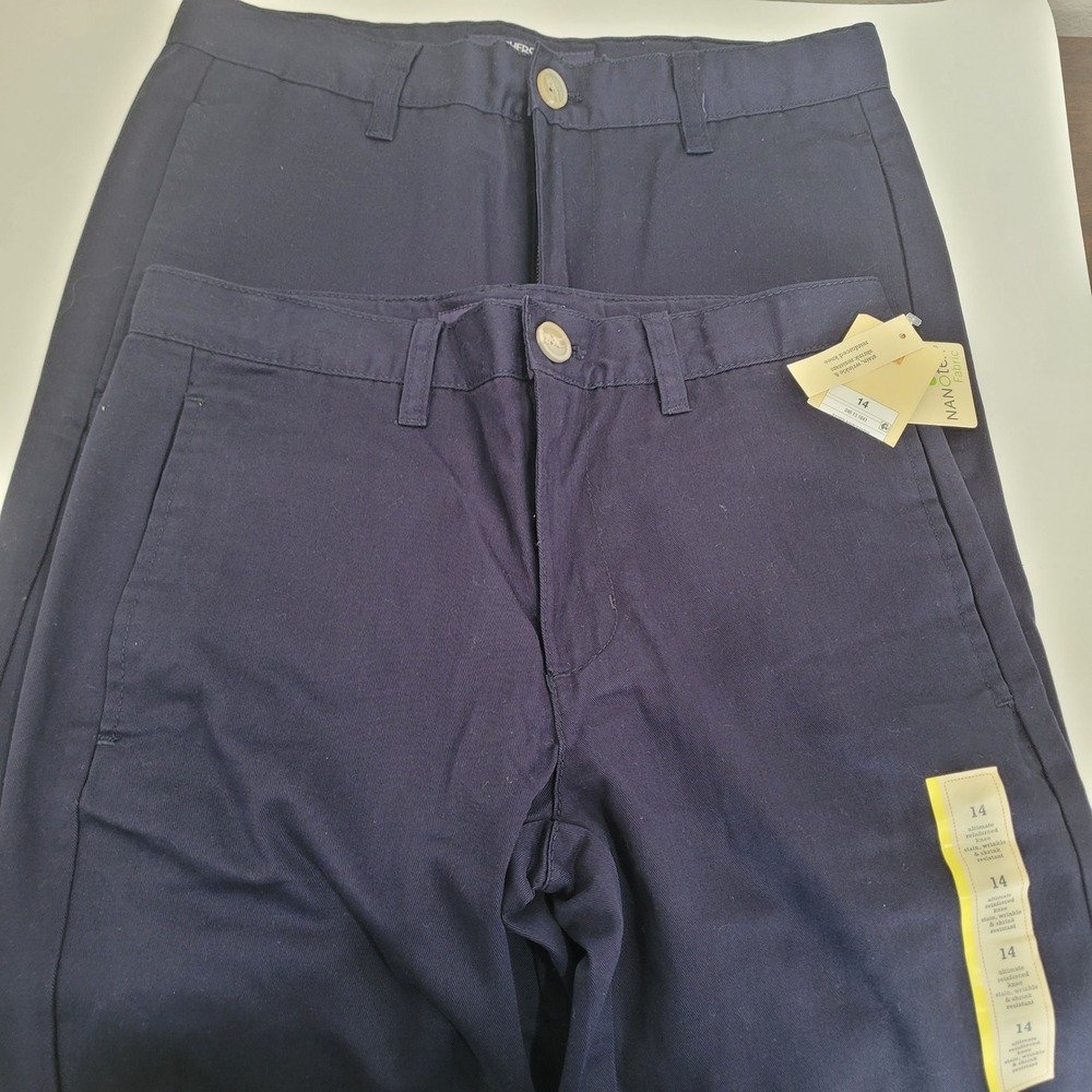 Cherokee Boys Ultimate Khaki Uniform Pants Size 14 Xavier Navy Blue NWT 2 Pack